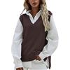 LIJCC Donne Casual Senza Maniche Scollo A V A Costine Maglia Split Pullover Maglione Gilet Camicetta Lana Scollo A V Maglione Gilet, Caff, Taglia unica