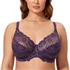 DELIMIRA Reggiseno con Ferretto Taglie Forti Pizzo Prugna Profonda 7H