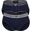 Emporio Armani Stretch Cotton Endurance 2pack Brief, Slip Uomo, Multicolore (Black-Black), M