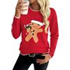 Demegimi Maglione Natalizio Donna Manica Lunga Natale Maglietta Fiocco Neve Alce Maglioni Girocollo Donna Pullover Maglione Festa Natale
