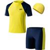 Cheerful Mario Costume Piscina Bambino Costumi Mare Ragazzi Pantaloncini da Bagno e Maglietta Rash Guard per Nuoto Spiaggia Viaggio Giallo 12-13 Anni