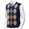 Herothorn Gilet in Maglia da Uomo Argyle Classica con Scollo a V Maglieria Senza Maniche Pullover Maglione Smanicato Canotte Maglioncino Autunno Inverno
