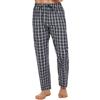 Litherday Pantaloni Pigiama Uomo 100% Cotone a Quadri, Pantaloni Lunghi da Notte Invernali con Tasche Laterali, Comodi per Casa e Pigiameria Uomo Blu Scuro Bianco M