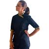 tessile astorino Giacca Cuoco Donna Personalizzata Casacca Chef da Cucina per Ristorante Pizzeria Hotel Pasticceria Divisa Lavoro Personalizzabile Nera e Dorata Rondò (XS)