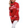 Roobeety Abito da donna a maglia con motivo fiocco di neve, a maniche lunghe, per inverno e Natale, con motivo norvegese, Stil#a01 rosso, L