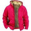 Generisch Felpa termica con cappuccio, da uomo, invernale, a maniche lunghe, con chiusura lampo, in pile, con calda imbottitura, in tinta unita, morbida, comoda giacca in peluche, Rosso anguria., 3XL