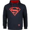 Superman Logo Uomo Felpa con Cappuccio Blu Navy 100% Cotone Regular