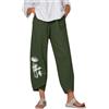 Generico Pantaloni Larghi Donna Pantaloni Eleganti Donna Cotone Tuta Estivi di Lino Uomo Leggeri Pantalone Beige Tute Cerimonia Lavoro Leggins Premaman Fantasia Gonna Blu al Ginocchio Comodi Leggero 3XL Capri