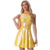 Allegra K Vestito Corto Effeto Metallizzato Donna Abito Vita Alta Senza Maniche Svasato con Cerniera Invisibile per Appuntamenti Night Club