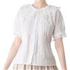 Cuteighteen Lolita Camicette a maniche corte da donna con colletto alla Peter Pan camicia vittoriana vintage kawaii pizzo con volant top trendy estate