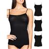 Intimidea - 3pz Canotta Donna Setificata, Spalla Stretta, Lavorazione Floreale in Jacquard sul Seno e sul Bordo Inferiore Art. 212119 (M/L, Nero)