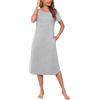 Litherday Camicia da Notte Donna Lunga Cotone Righe Casa Grigio Bianco 3XL