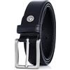 Lindenmann Mens leather belt/Mens belt, leather belt XL, 2 Colors, black/dark brown, Größe/Size:85, Farbe/Color:nero
