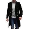Generic Cappotto lungo in lana da uomo, trench regular fit, lunghezza completa, business, soprabito invernale, casual, antivento, doppio petto, colletto a V, imbottitura, solido, colore leggero, giacca a