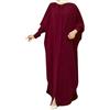 Generic Vestiti musulmani da donna con maniche a pipistrello lungo maxi abito largo casual quotidiano modesto abito Abaya Dubai abiti, 09#_Vino, Taglia unica