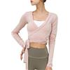 AKDJGFP Scaldacuore Danza Donna Top da donna con incrocio incrociato, manica lunga, scollo a V profondo, da yoga, corto, da annodare, da allenamento, da balletto, camicia casual, camicetta(Color 05,L)
