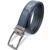 Navigare SET REGALO Cintura In Pelle Con Fibbia Automatica - Regolazione Senza Fori - Confezione Elegante, Ideale Regalo Per Uomo, Perfetta Per Look Casual, Formali (BLU)