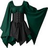 NaLatia Costume Halloween Abito tradizionale irlandese rinascimentale medievale da donna, corsetto con maniche svasate, corsetto corto vittoriano per Halloween Moda
