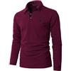 GHYUGR Polo Manica Lunga da Uomo Elegante Giraffa Ricamo Lavoro Golf Tennis Poloshirt Camicia,Vino Rosso,3XL