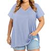 Gosunny Plus Size Top da donna estivo a maniche corte, maglietta oversize, collo a V