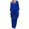 Suncolour Completi da Donna Taglie Forti per la Madre della Sposa, in Chiffon, 3 Pezzi, Completi Eleganti per la Madre
