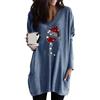 EFOFEI Donna Tops Casual con Tasche Girocollo Felpa Allentata Versatile Maglia Sottoveste Vino Vetro Blu XL