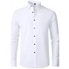 WSLCN Camicia da uomo senza pieghe, vestibilità regolare, elasticizzata, con bottoni, stile casual, da lavoro, formale, con bottoni, bianco, XXS