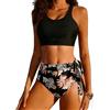 Ekouaer Bikini da donna a vita alta, 2 pezzi, costume da bagno sexy push-up controllo pancia bikini slip imbottito costumi da bagno per spiaggia