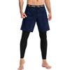 Yuerlian Pantaloni da uomo 2 in 1 con leggings a compressione, ad asciugatura rapida, set di abbigliamento sportivo per palestra, allenamento, basket, ciclismo