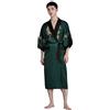 Bon amixyl Accappatoio Unisex Kimono Giapponese Cinese Drago Pigiama Cardigan Kimono Vestaglia da Camera in Raso Accappatoio, verde, L