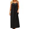 Generico Vestito Estivo Donna Lungo Lino Abito - Casual Tinta Unita Senza Maniche Loose Maxi Abiti Schienale con Cordino Come Copricostume da Spiaggia, Casa, Abbigliamento per Vacanze E Tempo Libero