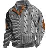 Berrynight Felpa da uomo casual retrò in cashmere con colletto alla coreana, elegante top vintage con bottoni a maniche lunghe, Grigio, L