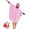 O³ Coperta con cappuccio, plaid con maniche, Coperta indossabile in pile, Felpa oversize Bambini, Blanket hoodie - Confortevole e morbido - Perfetto per le notti invernali sul divano (Piccola, Rosa)