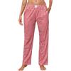 Lovasy Pantaloni del Pigiama Donna in Cotone Lunghi a Quadri Morbidi e Caldo Pantaloni da Notte con Tasche per Dormire nel Tempo Libero,A-Rosso,XXL