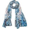JWSilk Sciarpa lunga in seta Charmeuse Stampa artistica classica, Albero della vita di Gustav Klimt Blue, 63 x 17