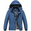 MoFiz Giacca da Sci Bambini Invernale Cappotto in Pile Caldo da Neve Impermeabile Antivento Giacche Ragazzi con Cappuccio Rimovibile Mimetico Blu Scuro XL(17-18 anni)