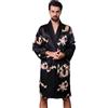 Haseil - Lussuosa vestaglia da uomo in raso di seta con drago, a maniche lunghe - Nero - XX-Large (etichetta 4XL)