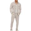 Generisch Set da uomo in maglia a maniche lunghe e pantaloni, abbigliamento da lavoro casual, due tasche, colore puro, outfit, comodo, elegante