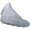 ZHSOAO Abito da Sposa, Crinolina, Sottogonna, 2 Cerchi con 3 Strati di Tulle, Strascico a Cappella, Bianco e Nero per Vestito Abito da Sposa(White)