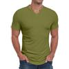 PrinStory T-shirt a maniche corte da uomo con scollo a V a righe Henley maglietta basic slim fit casual maglietta estiva da uomo top