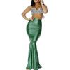 Owegvia Costume da sirena da donna, a vita alta, aderente, con gonna a coda di pesce, per cosplay, feste in maschera e giochi di ruolo, Verde, M