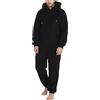 Cexiakong Jumpsuit da Uomo Jumpsuit Comodo Pigiama con Cappuccio in Pile Tuta Intera Pyjama Coppia Termico Peluche Tuta Termica Tuta Intera Pyjama Strampler Biancheria da Notte Bella, Nero , L