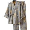 Bauzuoyo Kimono giapponese da uomo, set pigiama Yukata, design tradizionale, in morbido tessuto jacquard, notte, pigiama casual, accappatoio con tasche, abbigliamento da casa, accappatoio da mattina