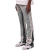 MASUCOR Jeans Y2k Micro Flare da Uomo Pantaloni Denim Patchwork con Schizzi D'inchiostro Alla Moda Casual Autunnali con Tasche Hip-hop Streetwear a Gamba Dritta (Gray, S)