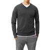 VEQUÈ Maglione Uomo Invernale Misto Lana Cashemere Maglioncino Scollo a V Casual Sportivo Elegante (IT, Testo, M, Regular, Regular, Grigio)