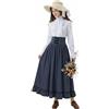 Feynman Abito Medievale Donna con Maniche a Volant - Costume Femminile in Stile Francese (Camicia + Gonna Vintage a Vita Alta) - Set Elegante per Ufficio o Tempo Libero
