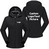 YILDEX Logo Personalizzato Donne Giacca Fai Da Te Cappotto Cerniera Antivento Impermeabile Abbigliamento Sportivo Personalizzato Outdoor Primavera Autunno Giacche Black,3X-Large
