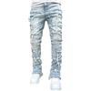 Vagbalena Jeans Strappati da Uomo Jeans Strappati Dritti Jeans Strappati sbiaditi Jeans Skinny Slim Stretch Dritti Vintage Jeans Jeans Affusolati (Blu Chiaro,L)