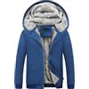 Generic DENGJIAMY - Giacca da uomo foderata in pile, calda e autunnale, a maniche lunghe, con tasca, taglie forti, casual, con cerniera e cappuccio, Blu, XXL