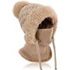 AYPOW Cappelli e Sciarpe Caldo Invernali a Maglia Donna Inverno, Passamontagna e Maschera in Pile Termico 3 in 1 Antivento Balaclava Scaldacollo Cappello Sciarpa con Cappuccio per Sci Outdoor